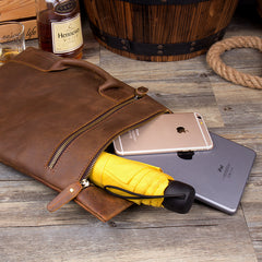Casual Brown Leather Mens Large Sling Pack Sling Bag Chest Bag One Shoulder Backpacks for Men - iwalletsmen