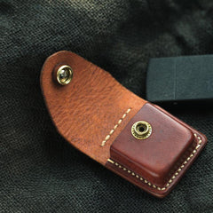 Handmade Brown Leather Mens Zippo Lighter Case With Belt Loop Lighter Holders For Men - iwalletsmen