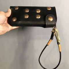 Handmade Leather Biker Wallet Long Mens Cool Chain Wallet Trucker Wallet with Chain