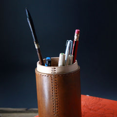 Handmade Leather Pencil Holder Pencil Case Pencil Barrel Case - iwalletsmen