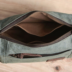 Large Canvas Green Mens Clutch Bag Zipper Wristlet Bag Phone Purse for Men - iwalletsmen