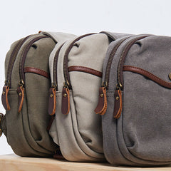 Cool Gray Canvas Mens Sling Bag Chest Bag One Shoulder Packs for men - iwalletsmen