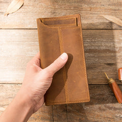 Black Cool Leather Mens Long Wallet Brown Long Wallet Vintage Bifold Long Wallet for Men - iwalletsmen
