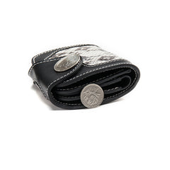Black Leather Mens billfold Biker Wallet Bifold Small Biker Chain Wallet For Men - iwalletsmen