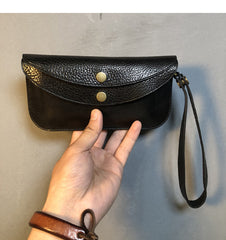 Fashion Black Leather Mens Long Wallet Wristet Wallets Clutch Black Wallet Phone Wallet For Men - iwalletsmen