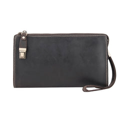 Brown MENS LEATHER Wristlet Wallet SLIM ZIPPER CLUTCH WRISTLET PURSE BAG CLUTCH BAG FOR MEN - iwalletsmen