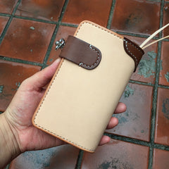 Handmade Leather Biker Wallet Mens Cool billfold Chain Wallet Trucker Wallet with Chain
