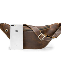 Vintage Brown Leather Fanny Pack Men's Chest Bag Hip Bag Brown Waist Bag For Men - iwalletsmen