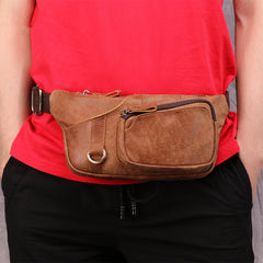 Badass Leather Fanny Pack Men's Brown Chest Bag Hip Bag Waist Bag For Men - iwalletsmen