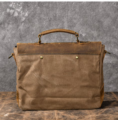 Canvas Leather Mens Womens Green Briefcase Side Bag Brown Messenger Bag Shoulder Bag For Men - iwalletsmen
