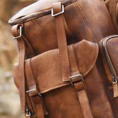 Handmade Leather Mens Cool Backpack Sling Bag Large Travel Bag Hiking Bag for men