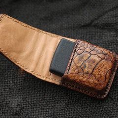 Badass Brown Leather Mens Zippo Lighter Cases With Belt Loop Lighter Holders For Men - iwalletsmen