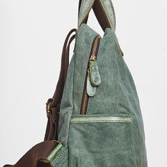 Canvas Green Mens Cool Backpack Canvas Travel Bag Canvas Handbag for Men - iwalletsmen