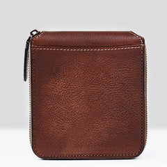Handmade Mens Cool billfold Leather Wallet Men Small zipper Wallets Bifold for Men - iwalletsmen