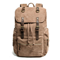 Cool Canvas Leather Womens Mens Large College Backpack 14'' Travel Backpack Computer Backpack for Men - iwalletsmen