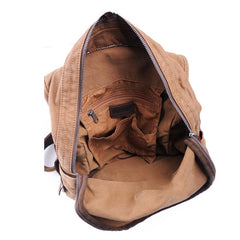 Canvas Black Mens Hiking Backpack Large Khaki School Backpack Canvas Travel Backpack For Men - iwalletsmen