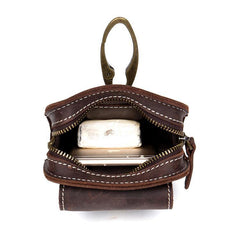 Dark Brown Leather Mens Cool Brown Waist Bag Phone Bag Belt Pouch Belt Bag For Men - iwalletsmen