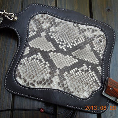 Handmade Leather Biker Wallet Mens Cool Chain Wallet Trucker Wallet with Chain