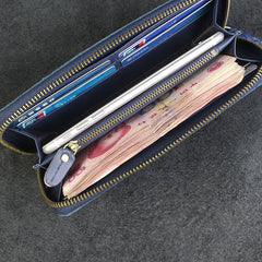 Handmade Leather Floral Mens Cool Travel Long Wallet Card Holder Card Slim Clutch Wallets for Men