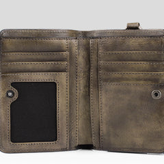 Handmade Leather Mens Chain Biker Wallet Cool Leather Wallet Trifold billfold Wallets - iwalletsmen