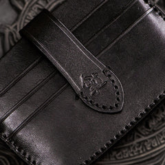 Handmade Leather Mens Cool billfold Wallet Card Holder Small Card Slim Wallets for Men