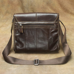 Oil Waxed Brown Leather Men's Small Messenger Bag Coffee Small Side Bag For Men - iwalletsmen