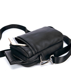 Black Leather Mens MIni Side Bag Messenger Bag Camel Phone Bag Shoulder Bag For Men - iwalletsmen