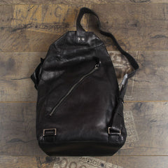 Genuine Leather Mens Cool Chest Bag Sling Bag Crossbody Bag Travel Bag Hiking Bag for men