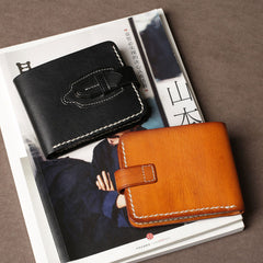 Handmade Leather Mens Cool Slim Leather Wallet Card Wallet Holders Men Small Wallets Bifold for Men