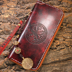 Handmade Leather Mens Chain Biker Wallet Cool Leather Wallet Long Phone Wallets for Men
