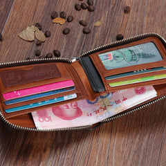 Handmade Mens Cool billfold Leather Wallet Men Small Wallets Bifold for Men