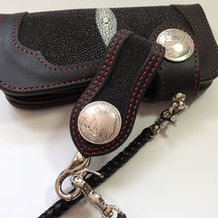 Handmade Leather Biker Wallet Mens Cool Chain Wallet Trucker Wallet with Chain