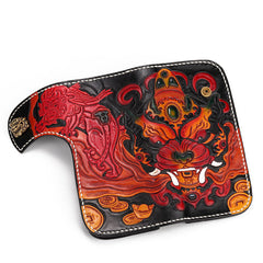 Handmade Leather Monster Mens Chain Biker Wallet Cool Leather Wallet Long Phone Wallets for Men