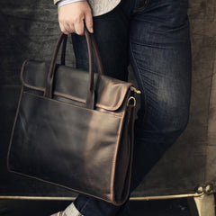 Genuine Leather Mens Cool Messenger Bag Briefcase Work Bag Business Bag for men
