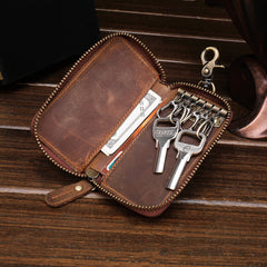 Cool Fashion Leather Men's Car Key Wallet Zipper Key Holder For Men - iwalletsmen
