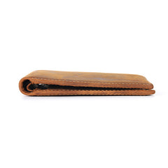 Slim Brown Leather Men's Bifold Small Wallet billfold Front Pocket Wallet For Men - iwalletsmen