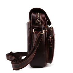 Cool Dark Brown Vintage Leather Small Side Bag Messenger Bag Shoulder Bags For Men - iwalletsmen
