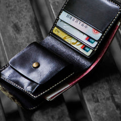 Handmade Leather Boa Skin Tooled Mens billfold Wallet Cool Slim Wallet Biker Wallet for Men