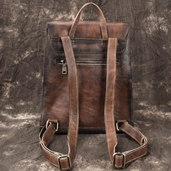 Fashion Brown LEATHER MEN'S College Backpack Travel Backpack Satchel School Backpack For Men - iwalletsmen