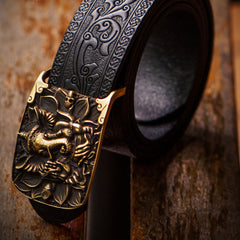 Handmade Genuine Leather Mens Belt Custom Cool Leather Men Black Belt for Men
