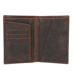 Vintage Mens Leather Small Slim Passport Wallets Bifold Long Wallet For Men - iwalletsmen