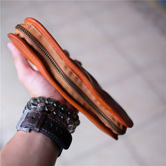 Cool Mens Leather Zipper Long Clutch Wallet Zipper Vintage Long Wallet For Men - iwalletsmen