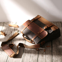 Canvas Leather Mens Side Bag Gray 14'' Briefcase Postman Bag Messenger Bag for Men - iwalletsmen
