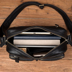Cool Brown Leather Mens Small Courier Bag Messenger Bag Black Side Bag Postman Bag for Men - iwalletsmen