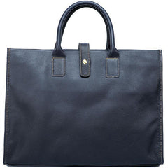 Vintage Black Mens Leather Briefcase Work Handbags Blue 14'' Computer Briefcases For Men - iwalletsmen