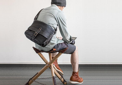 Genuine Leather Mens Cool Messenger Bag iPad Bag Chest Bag Bike Bag Cycling Bag for men