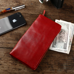 Cool Leather Mens Black Slim Long Wallet Zipper Bifold Card Wallet Clutch Wallet For Men - iwalletsmen