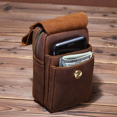 Fashion Brown Leather Men's Small Vertical Courier Bag Messenger Bag Side Bag For Men - iwalletsmen