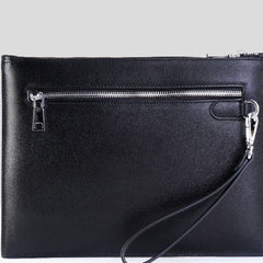 Handmade Leather Mens Cool Long Leather Wallet Zipper Clutch Wristlet Wallet for Men