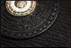Handmade Leather Small Tooled Mens billfold Wallet Cool Chain Wallet Biker Wallet for Men